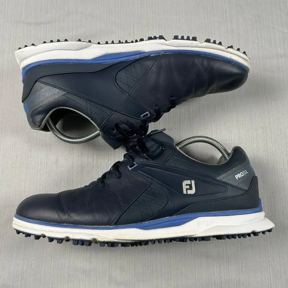 Foot Joy Pro/SL Men's Golf Shoes Navy Blue Leather Spikeless 53812 M US 10